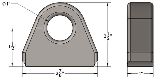 Weld On Shackle Clevis Mount Dimensional