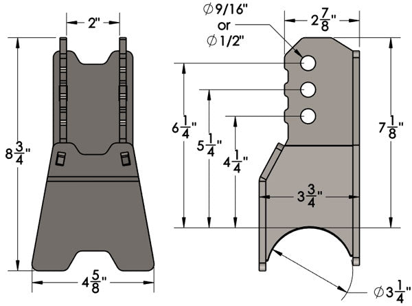 Control Arm Mount 2 Inch Wide Dimensions