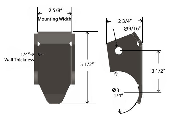 2 5/8 Inch Axle Link Bracket Dimensions