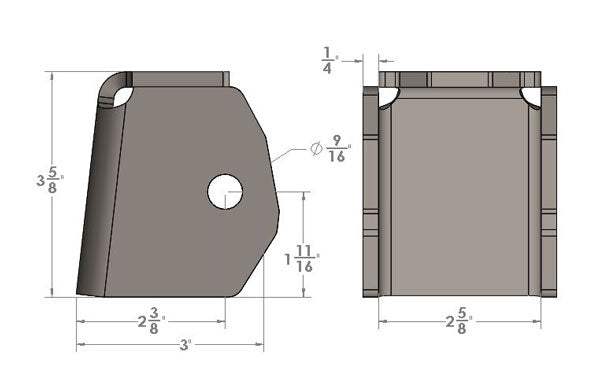 2 5/8 Wide 9/16 Hole