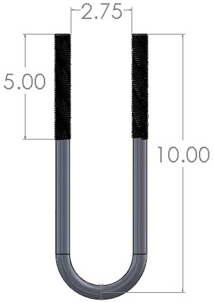 2 3/4" X 10" U-Bolt Dimensions