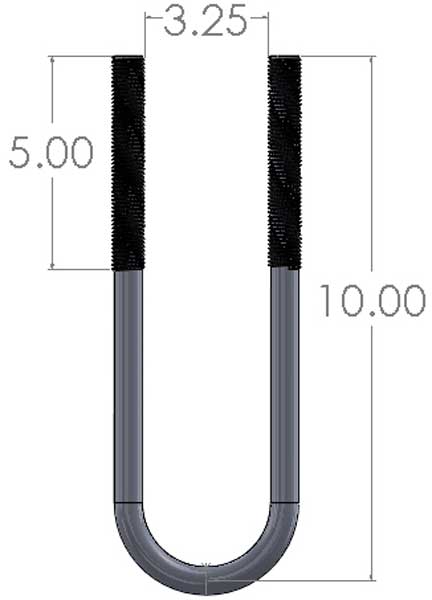 3 1/4" X 10" U-Bolt Dimensions