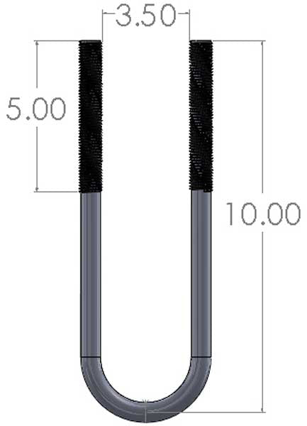 3 1/2" x 10" U-Bolt Dimensions