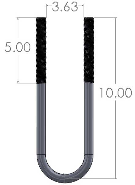 3 5/8" X 10" U-Bolt Dimensions