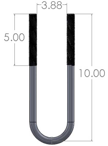 3 7/8" X 10" U-Bolt Dimensions