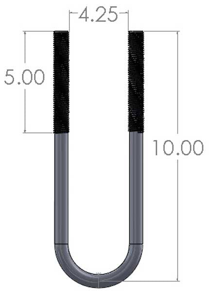 4 1/4" x 10" U-Bolt Dimensions