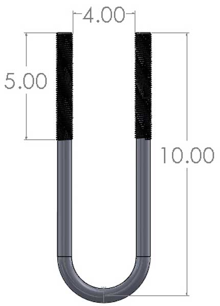 4" X 10" U-Bolt Dimensions