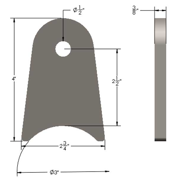 3 Inch Axle Tab Long