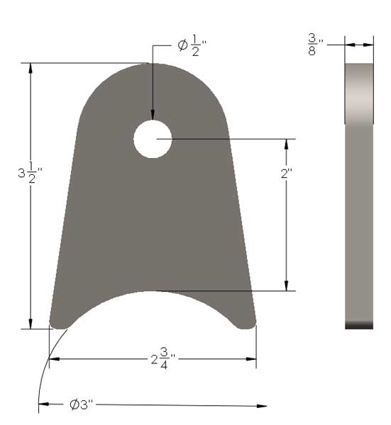 3 Inch Axle Tab Medium