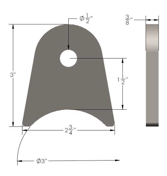 3 Inch Axle Tab Short