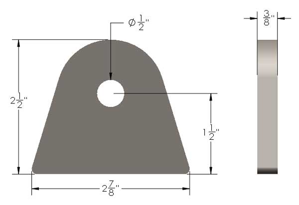 Short Suspension Tab Dimensions