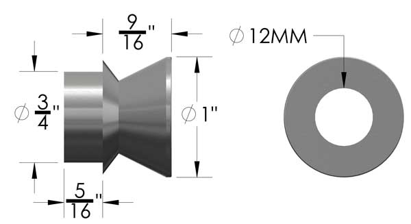 3/4"-12mm Spacer Dimensions