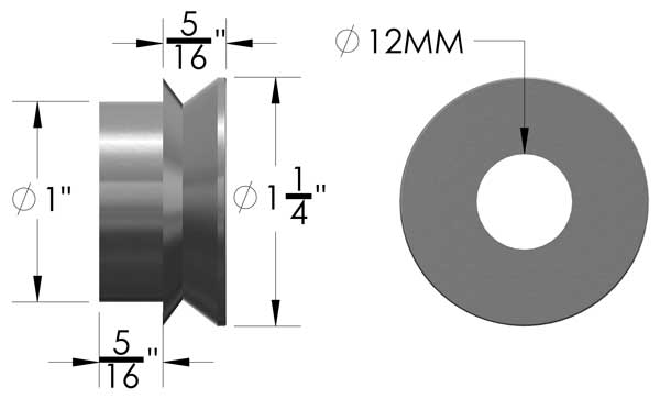 1" to 12mm Dimensions