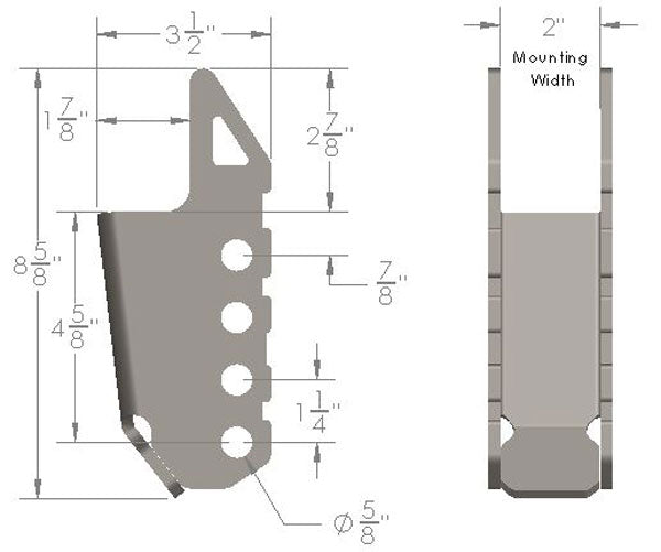 inside frame pan hard bracket dimensions