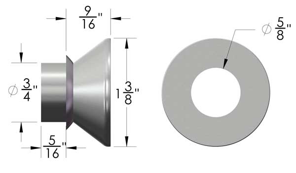 3/4" to 5/8" Safety High Misalignment Spacer Zinc Plated Steel 2 Inch Mounting Width