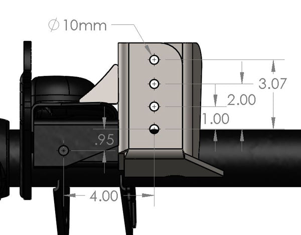 XJ Lifted Trackbar Bracket Dimensions 