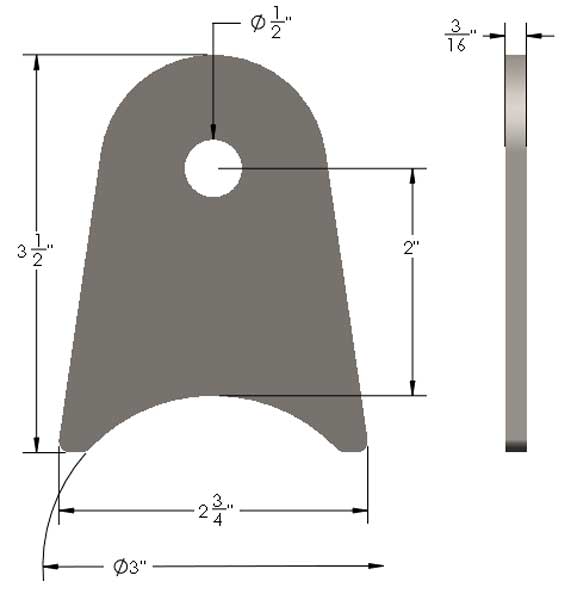 Axle Tab Medium Dimensions