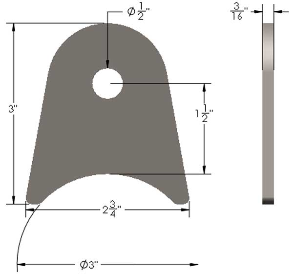 Axle Tab Small Dimensions