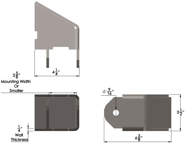 CONTROL ARM FRAME MOUNT DIMENSIONS 0°