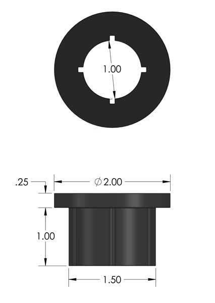 Single Poly Bushing 2 5/8 Inch Wide With 9/16 Inch Bolt Hole