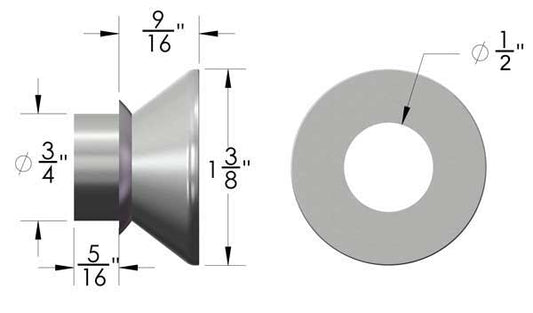 3/4" to 1/2" Safety High Misalignment Spacer Zinc Plated Steel 2 Inch Mounting Width