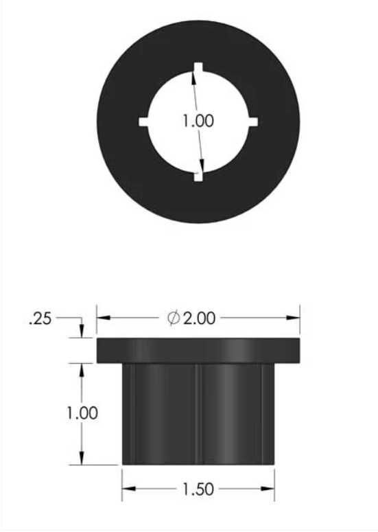 Single Poly Bushing 2 1/2 Inch Wide With 9/16 Inch Bolt Hole