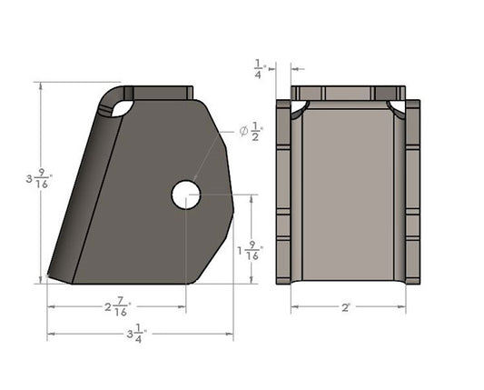 2 INCH WIDE MOUNT DIMENSIONS