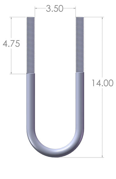 3 1/2" X 14" U-Bolt Dimensions