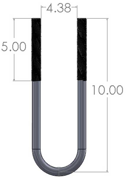 4 3/8" X 10" U-Bolt Dimensions