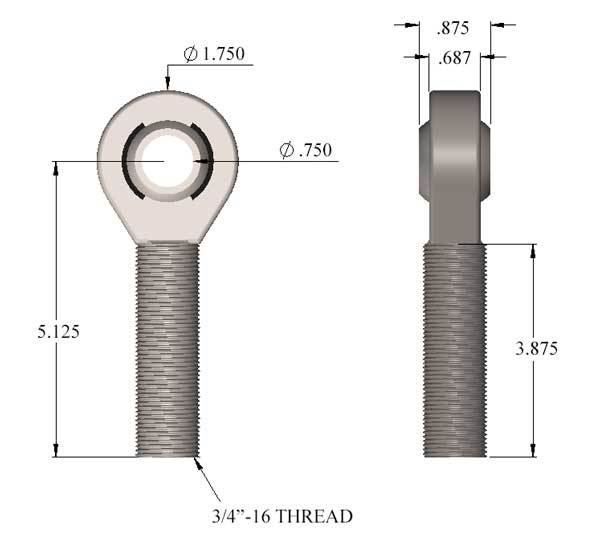 .75 Extended Thread Dimensions