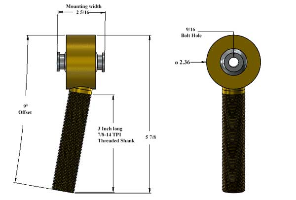 9° OFFSET ENDURO JOINT 2 5/16 INCH MOUNTING WIDTH 9/16 BOLT HOLE 7/8-14 ...