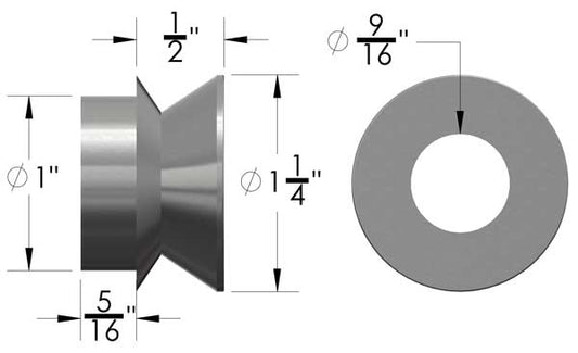 1" to 9/16" Spacer Dimensions