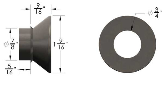 7/8 to 3/4 Safety High Misalignment Spacer Zinc Plated Steel 2 Inch Mounting Width