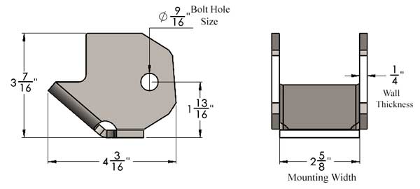 two and five eight mounting dimensions