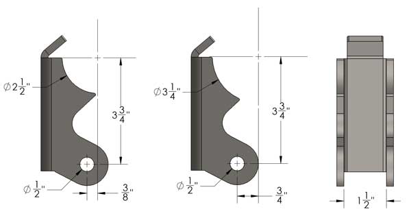 thumbnail image 2 of StreetRays Weld-On Axle Shock Mount Brackets (Extended Reach) For Jeep YJ - Includes Nuts & Bolts 2 of 6